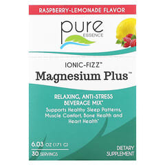 Pure Essence, Ionic-Sprudel, Magnesium Plus, Himbeerlimonade, 30 Päckchen, je 5,7 g (0,2 oz.)