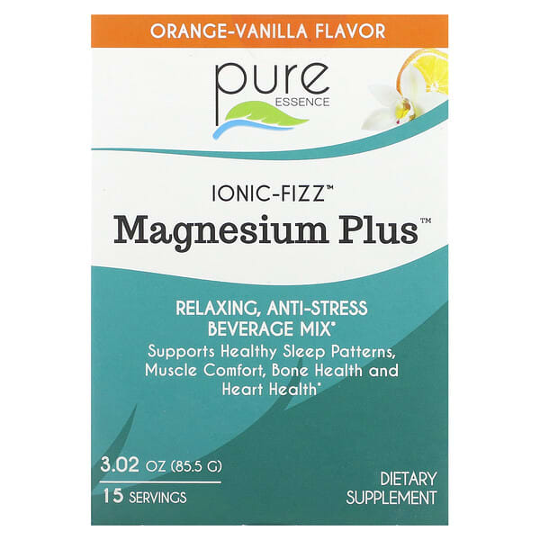 Pure Essence‏, Ionic-Fizz, Magnesium Plus, Orange-Vanilla Flavor, 15 Sticks, 0.2 oz (5.7 g) Each