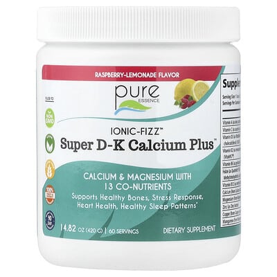 Pure Essence, Ionic-Fizz™, Super D-K Calcium Plus™, Raspberry Lemonade, 14.82 oz (420 g)