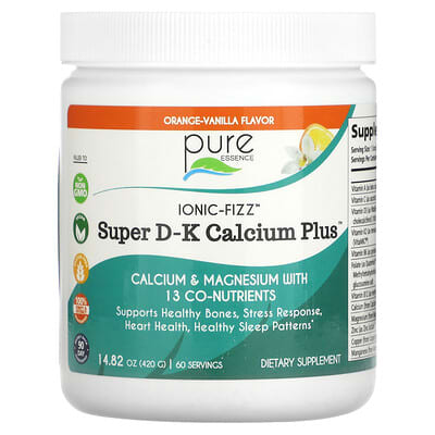 Pure Essence, lonic-Fizz™, Super D-K Calcium Plus™, Orange-Vanilla, 14.82 oz (420 g)