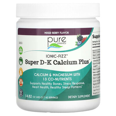 Pure Essence, Ionic-Fizz™, Super D-K Calcium Plus™, Assorted Berry Flavor, 14.82 oz (420 g)
