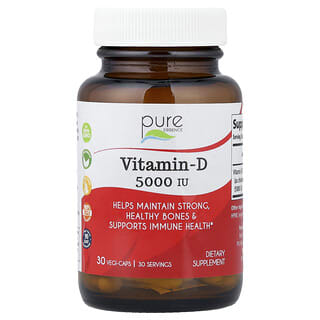 Pure Essence, Vitamine D, 5.000 IE, 30 Vegi-Caps