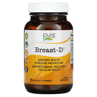 Pure Essence, Breast-D บำรุงสุขภาพเต้านม ต่อมลูกหมาก และหลอดเลือด บรรจุแคปซูลมังสวิรัติ 90 แคปซูล