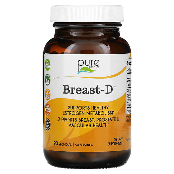Pure Essence, Breast-D, Supports Breast, Prostate & Vascular Health, 90 Vegetarian Capsules