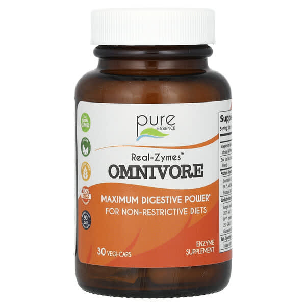 Pure Essence Real-Zymes, Omnivore, 30 Vegi-Caps