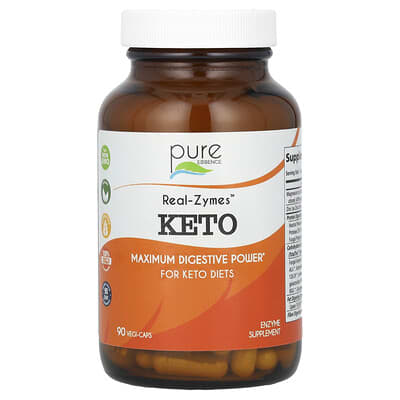 Pure Essence, Real-Zymes Keto, 90 Vegetarian Capsules