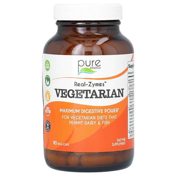 Pure Essence Real-Zymes, Vegetarian, 90 Vegi-Caps
