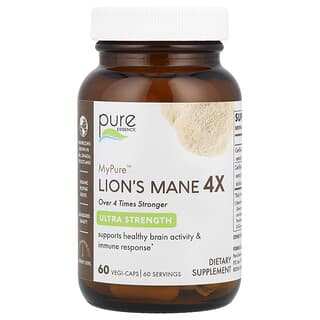 Pure Essence, MyPure ™, Lion's Mane 4X, сверхсила, 60 растительных капсул