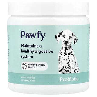 Pawfy, Probiótico, Para Cães, a Partir de 6 Meses, Peru e Bacon, 30 Cápsulas Mastigáveis, 113 g (4 oz)