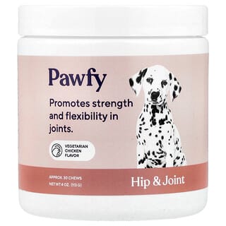Pawfy, Hip & Joint, 6 Months+, Vegetarian Chicken, 30 Chews, 4 oz (113 g)