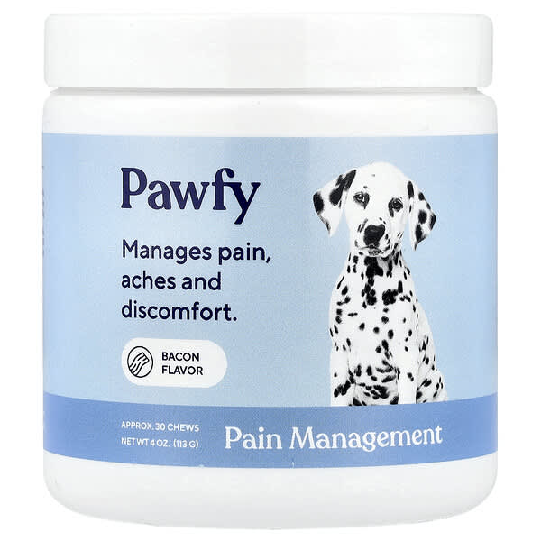 Pawfy, 疼痛管理，適合 6 個月以上狗狗，培根味，30 片，4 盎司（113 克）