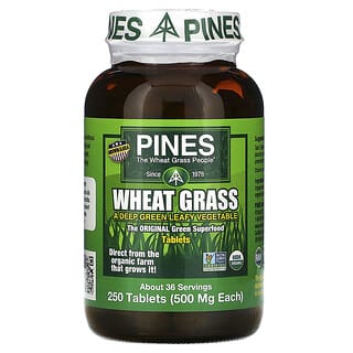 Pines International, عشب القمح، 500 ملجم، 250 قرصًا
