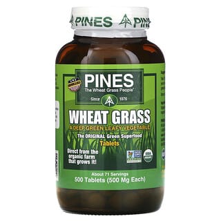 Pines International, Wheat Grass, 500 mg, 500 Tablets