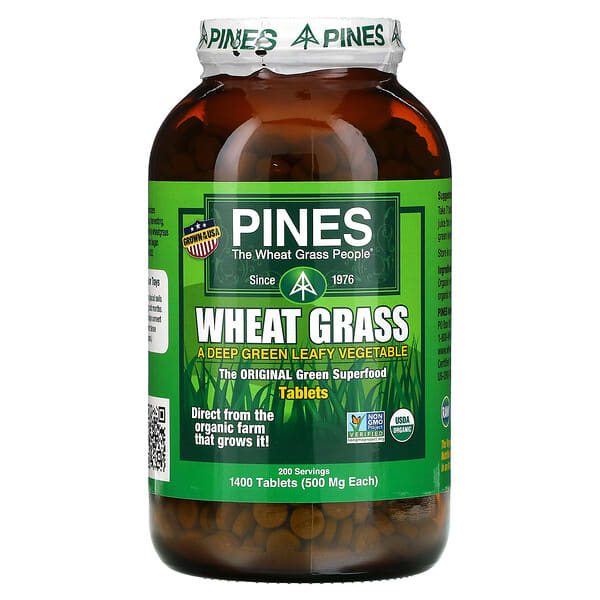 Pines International, 小麦草，500 毫克，1,400 片