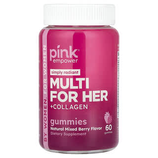 Pink, Multivitamínico para Ela + Gomas de Colágeno, Frutos Silvestres Naturais, 60 Gomas