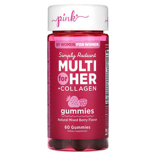 Pink, Simply Radiant Multi For Her + Collagen Gummies, Natural Mixed Berry, 60 Gummies