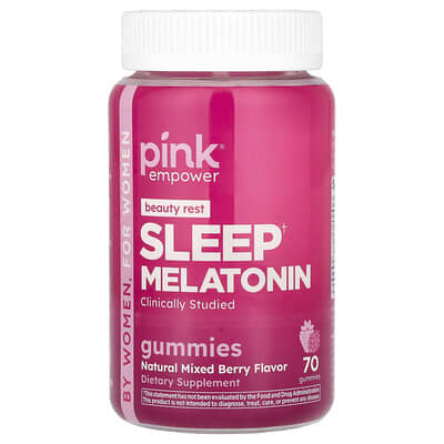 Pink, Melatonin Sleep Gummies, Natural Mixed Berry, 70 Gummies