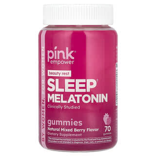 Pink, Beauty Rest, Gomitas de melatonina para dormir, Bayas mixtas naturales, 70 gomitas