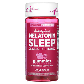 Pink, Beauty Rest Melatonina para dormir, Baya mixta natural`` 70 gomitas