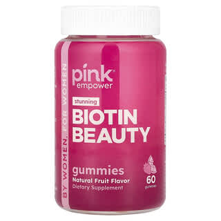 Pink, Biotin Beauty Gummies, Fruchtgummis mit Biotin, natürliches Obst, 60 Fruchtgummis