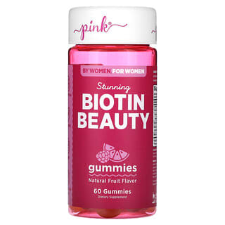 Pink, Stunning Biotin Beauty，天然水果味，60 粒軟糖