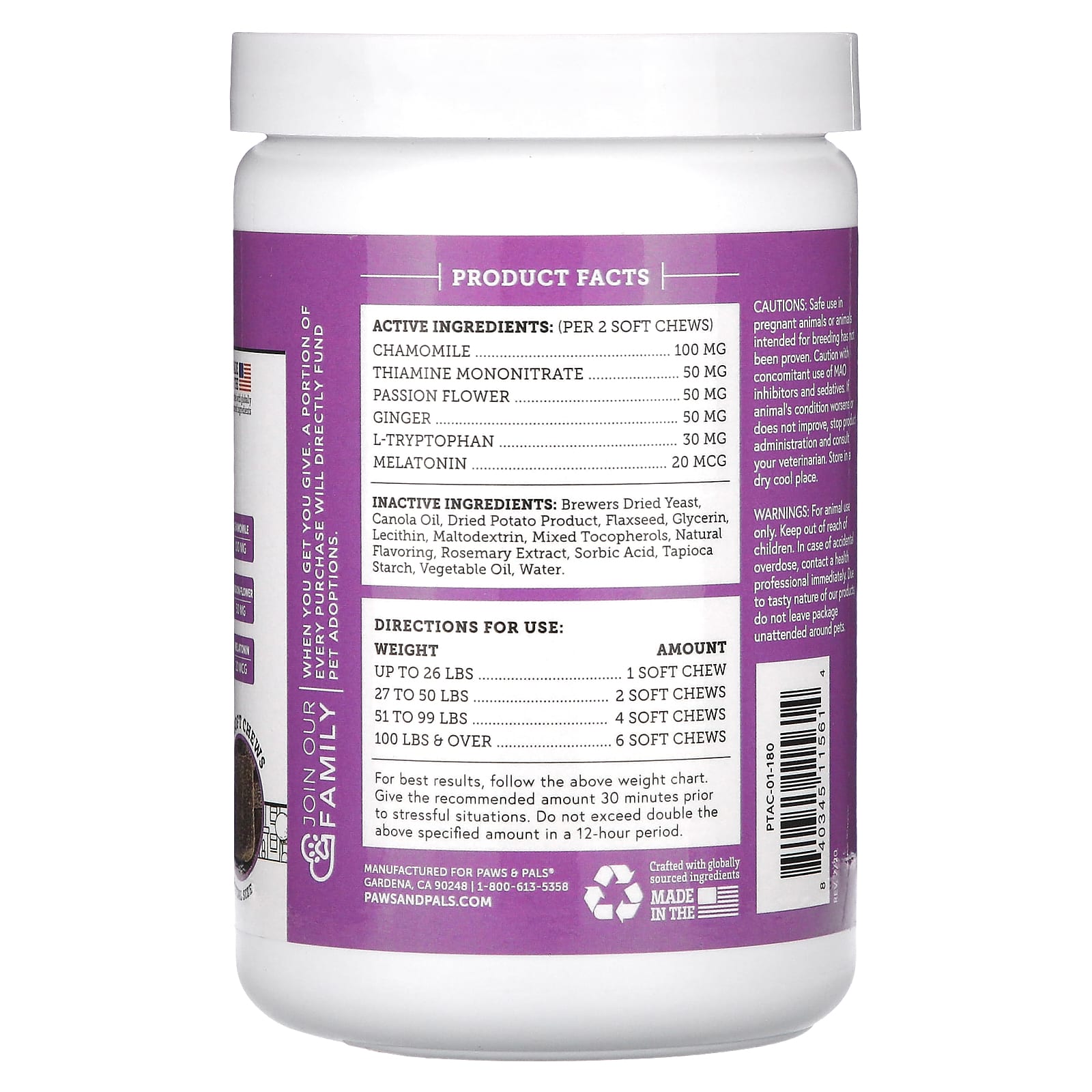 Paws & Pals, Complete Calming Soft Chew, For Dogs, 13.9 oz (396 g)