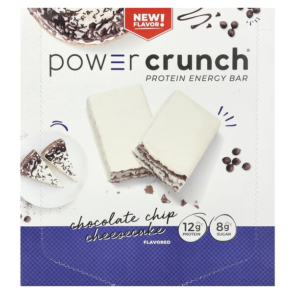 PowerBar, Power Crunch Protein Energy Bar, Chocolate Chip Cheesecake, 12 Bars, 1.4 oz (40 g)