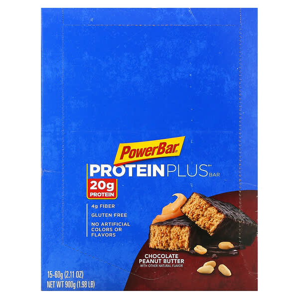 PowerBar, Protein Plus Bar（プロテインプラスバー）、チョコレートピーナッツバター、15本、各60g（2.11オンス）