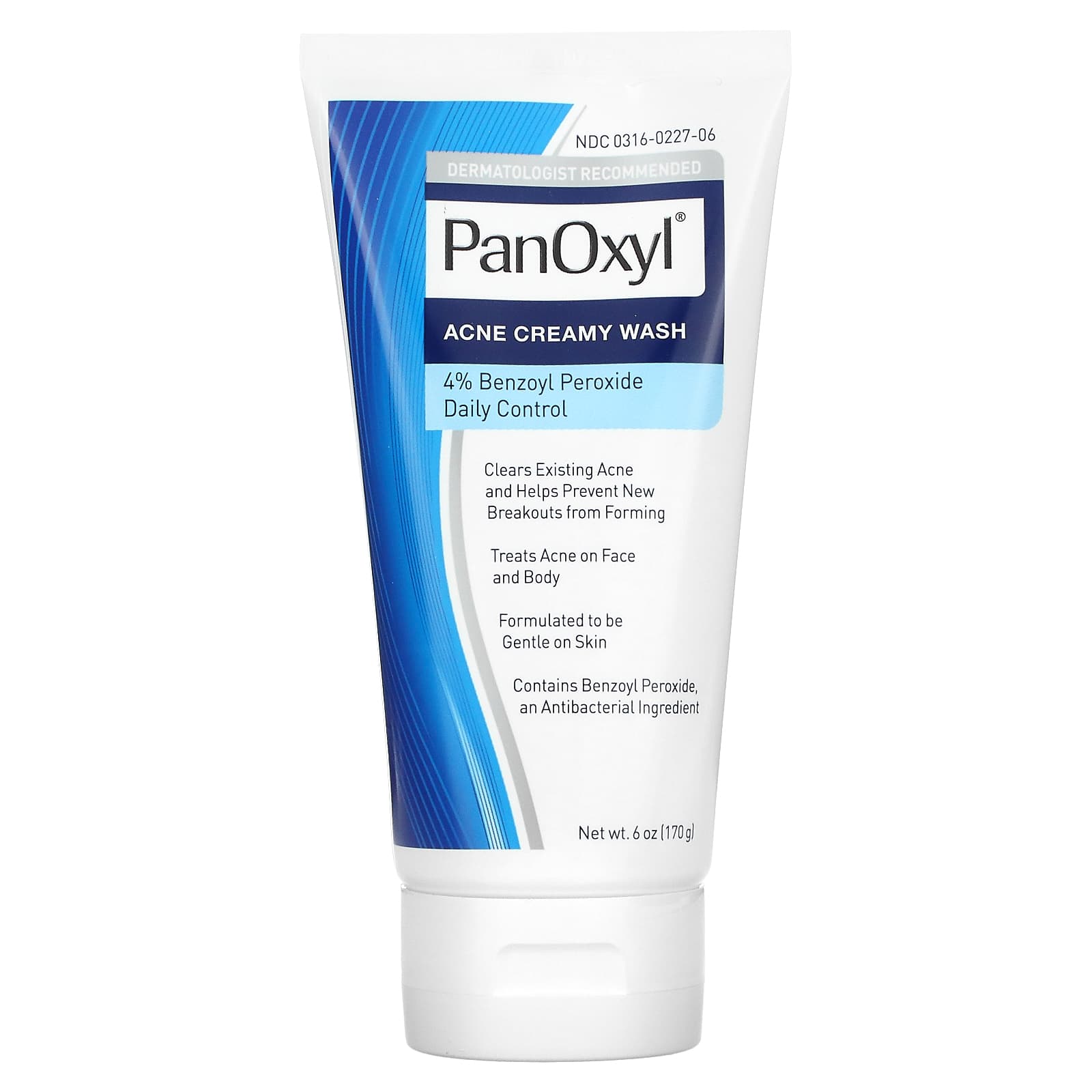 PanOxyl Acne Creamy Wash Benzoyl Peroxide 4 Daily Control 6 Oz 170 G 