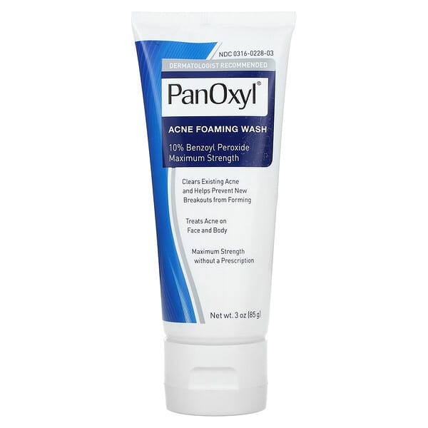 PanOxyl, Acne Foaming Wash, 10% Benzoyl Peroxide, Maximum Strength, 3 oz (85 g)