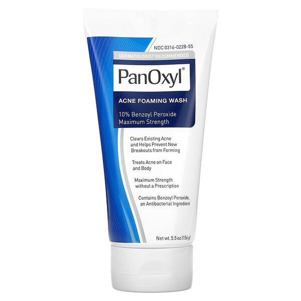 PanOxyl, Пенка для умывания от акне, перекись бензоила 10% максимальной концентрации, 156 г (5,5 унции)