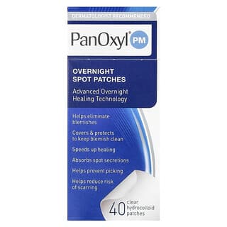PanOxyl, PM, Overnight Spot Patches, Pickel-Pflaster zur Behandlung von Hautunreinheiten über Nacht, 40 transparente Hydrokolloid-Pflaster