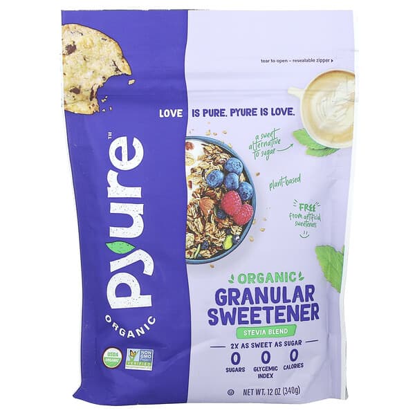 Pyure, 有機粒狀甜葉菊甜味劑混合物，通用代糖，生酮，12 盎司（340 克）