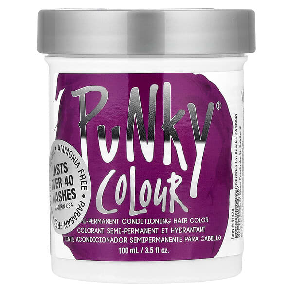 Punky Colour, 半長期護法染髮劑，紫色粉，3.5 盎司（100 毫升）