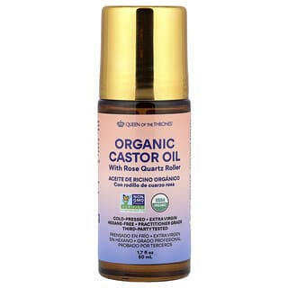 Queen of the Thrones, Óleo de Rícino Orgânico com Rolo de Quartzo Rosa, 50 ml (1,7 fl oz)