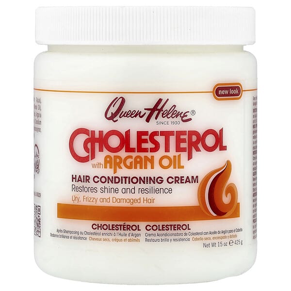 Queen Helene, Hair Conditioning Cream, Cholesterol with Argan Oil, Dry, Frizzy and Damaged Hair, 15 