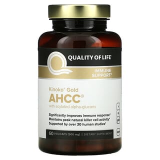 Quality of Life Labs‏, AHCC מבית Kinoko Gold המכילה אלפא-גלוקנים בתוספת קבוצת אציל, 60 כמוסות צמחיות