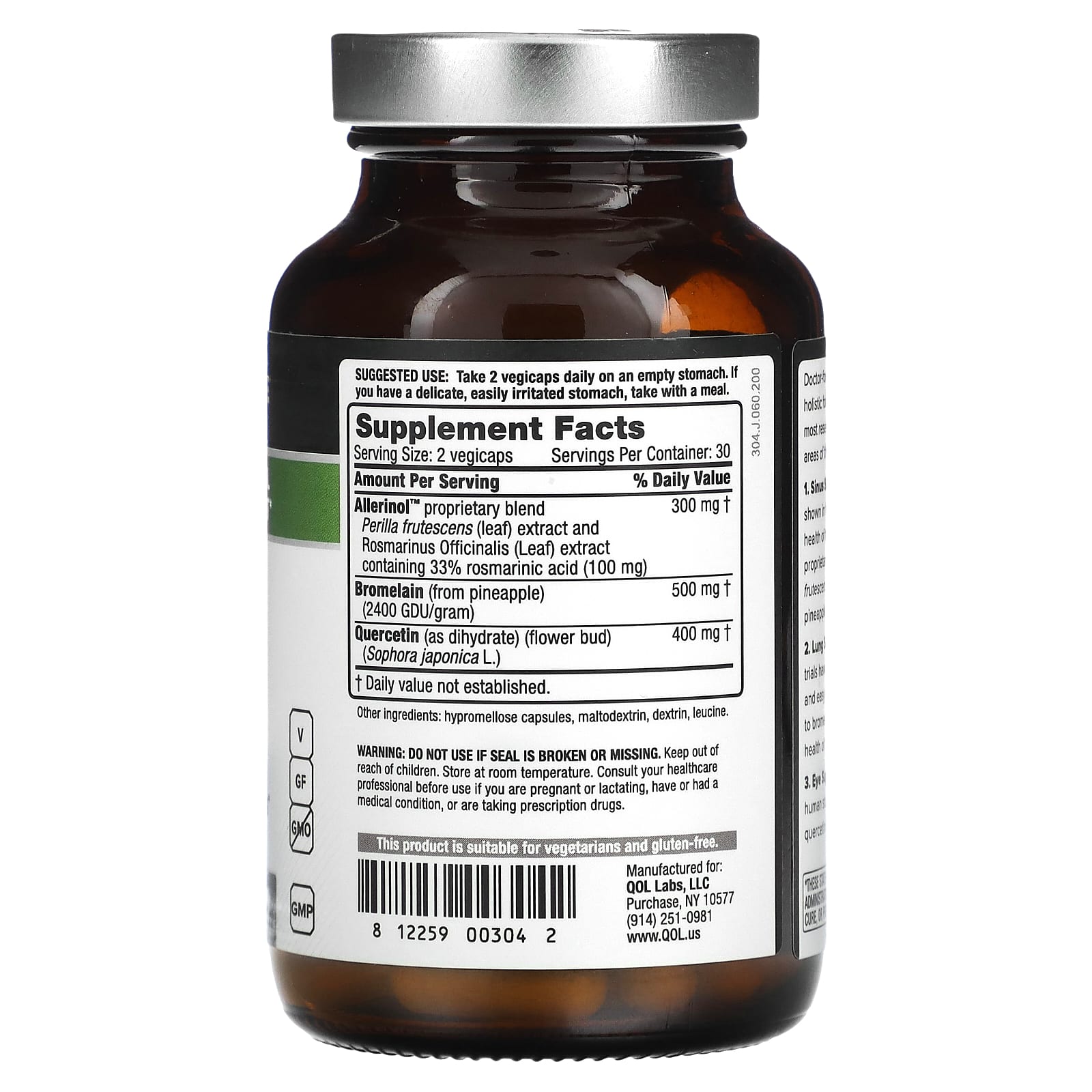 Quality of Life Labs, Allerfin, 베지 캡슐 60정