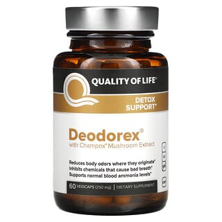 Quality of Life Labs, Deodorex, con extracto de champiñones Champex, 250 mg, 60 cápsulas vegetales