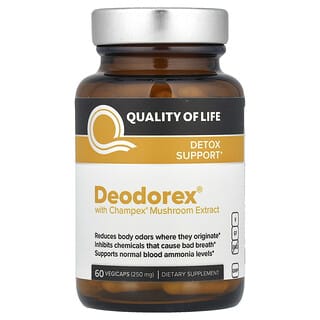 Quality of Life, Deodorex Champex Mantar Özütü ile, 500 mg, 60 Vegikapsül (Kapsül başına 250 mg)