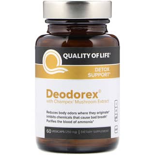 Quality of Life Labs, Deodorex, Com Extrato de Cogumelo Champex, 250 mg, 60 Cápsulas Vegetais