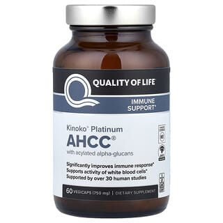 Quality of Life, Kinoko® Platinum AHCC® з ацильованими альфа-глюканами, 60 рослинних капсул