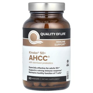 Quality of Life, Kinoko 50+ AHCC со стерилизованными пробиотиками, 60 растительных капсул
