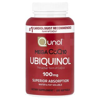 Qunol, Mega CoQ10 Ubiquinol, CoQ10 Ubichinol mit überragender Aufnahme, 100 Weichkapseln