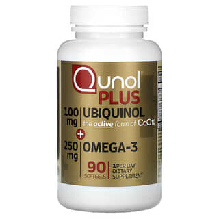 Qunol, 加上泛醇 + Omega-3，100 毫克+ 250 毫克，90 粒軟凝膠