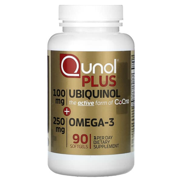 Qunol‏, Plus Ubiquinol + Omega-3, 100 mg + 250 mg, 90 Softgels