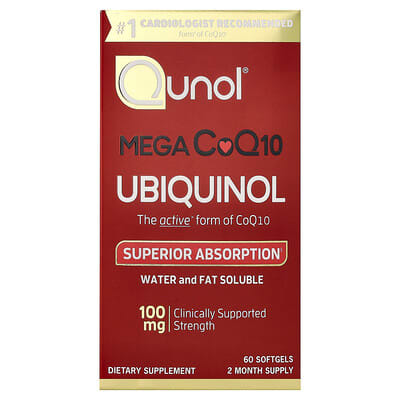 Qunol, Mega CoQ10 Ubiquinol, 100 mg, 60 Capsules Qunol, Mega CoQ10 Ubiquinol, 100 mg, 60 Capsules