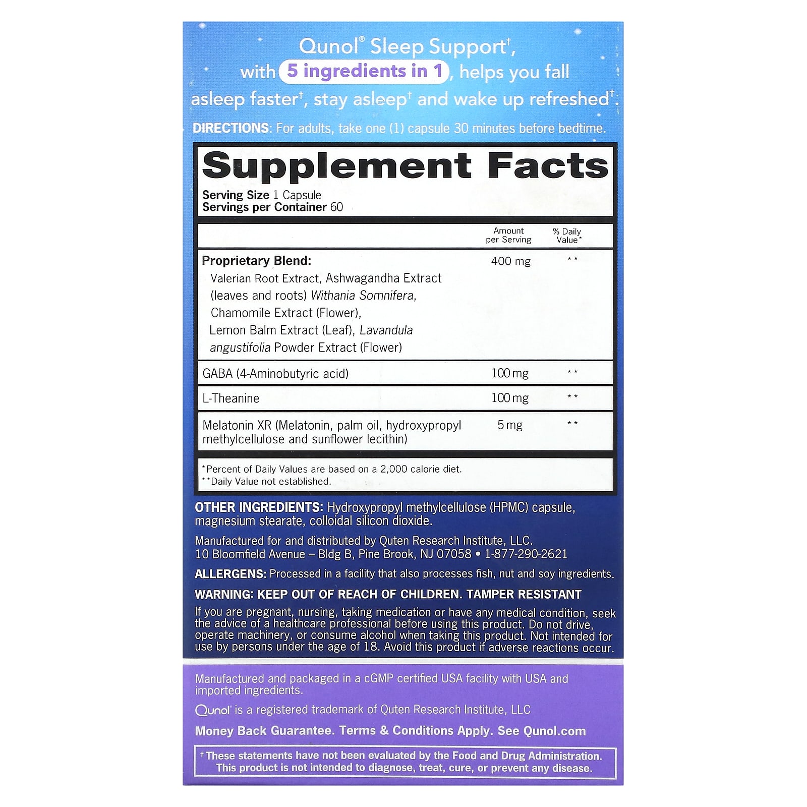 Qunol, Sleep Support, 60 Capsules