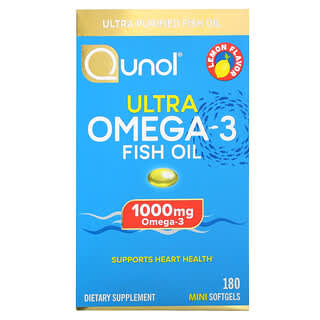 Qunol, Ultra Omega-3 Fish Oil, Lemon, 500 mg, 180 Mini Softgels