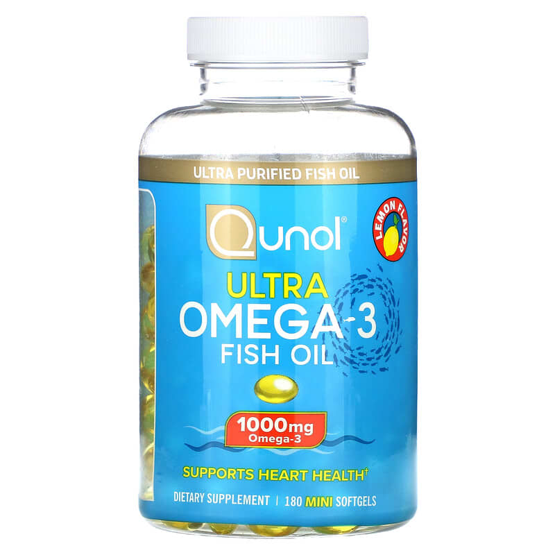 Ultra Omega 3 Fish Oil Lemon 1 000 mg 180 Mini Softgels 500 mg